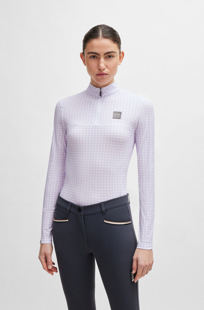 Boss Equestrian AW24 Rachel Training Shirt Houndstooth - Chalk Violet